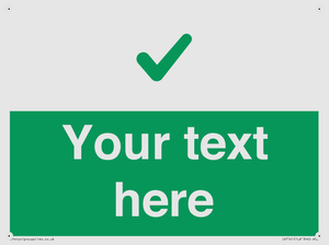 Custom green background, green tick sign